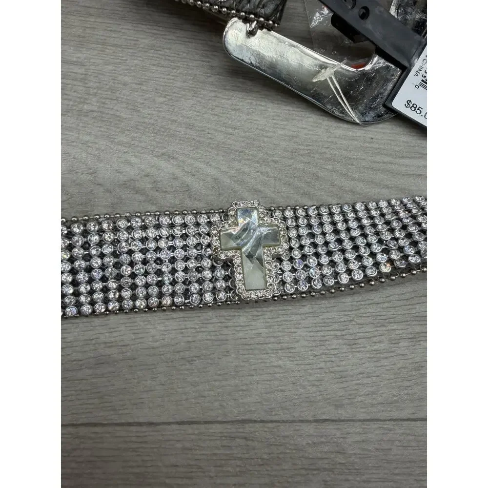 Nocona Rhinestone Western Belt Cross Embellishments New Large